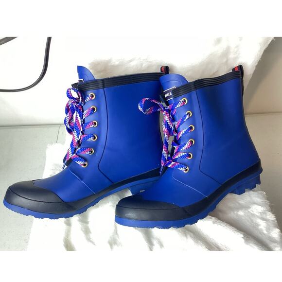 Tommy Hilfiger Renegade Rubber Rain Boots Size 8 Bright Blue - Picture 7 of 9